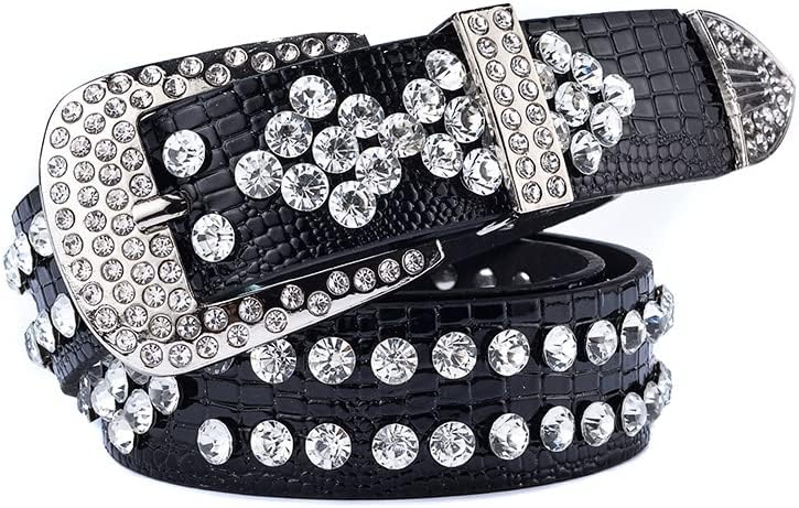 Luxury Rhinestones Belts For Women, Cow Skin Strap Female Genuine Leather Belt