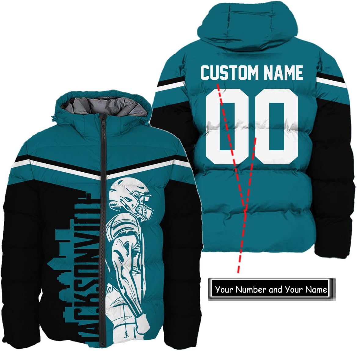 Discover Personalized Jacksonville Football Team Jaguars Men's Hooded Puffer Jacket