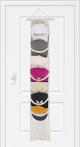 Soporte para gorras, 1 paquete de organizador de sombreros para gorras de béisbol, estante de macramé para sombreros, estante para decoración y