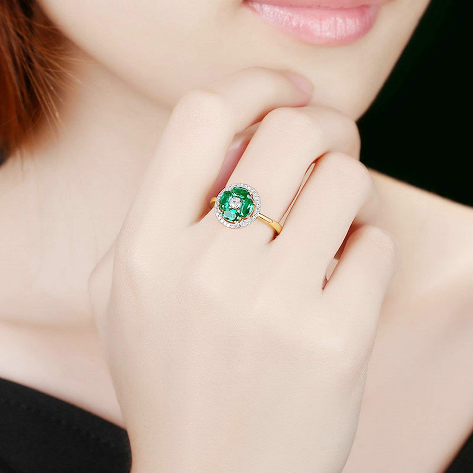 Beydodo Pierścionek damski złoty 750 Diamond Halo ze szmaragdem 0,66 ct pierścionek zaręczynowy złoty pierścionek ślubny e 18 karatów (750) żółte złoto, 54 (17,2), colore: złoto, cod. TLLWGZ2859