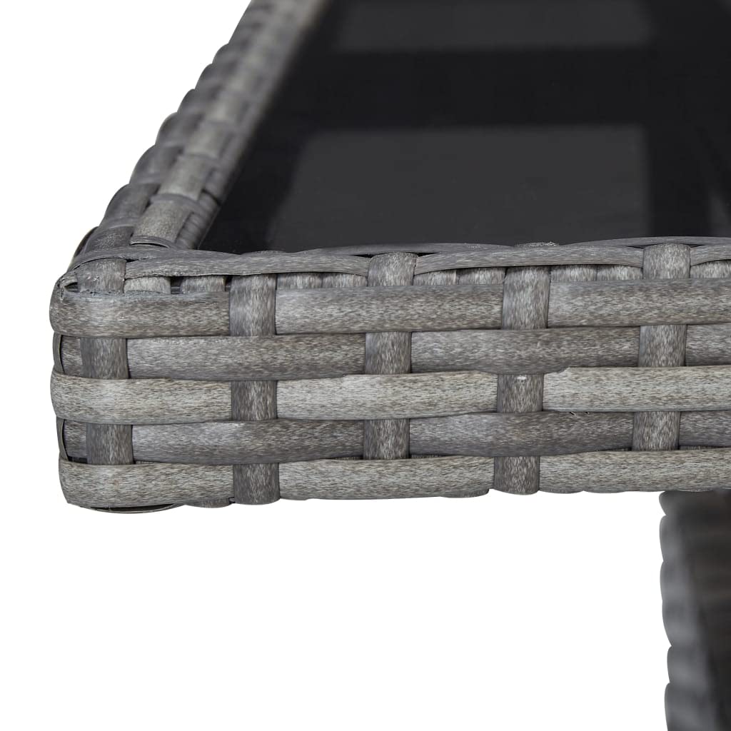 vidaXL Gartentisch für 4 Personen Esstisch Terrassentisch Balkontisch Rattantisch Gartenmöbel Tisch Grau Poly Rattan Glas 80x80x75cm