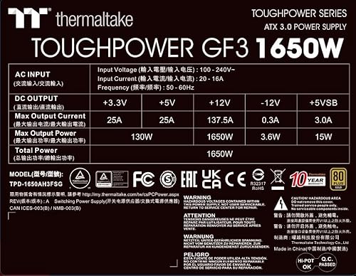 Thermaltake TT Toughpower GF3 1650W, Black