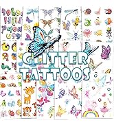 Konsait 180pcs Glitter Tattoos for Kids,Glitter Flash Temporary Tattoos Flower Fairy/Princess/But...