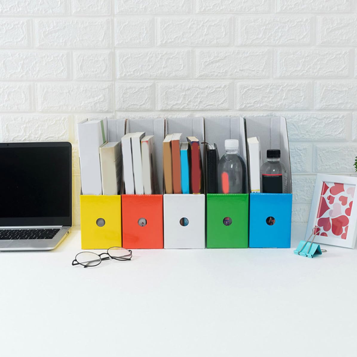 Set 6pezzi Organizer Documenti in Carta Design Semplice Assemblato, Scatole per Documenti e Conservazione, per Ufficio e Camera da Letto Scolastica
