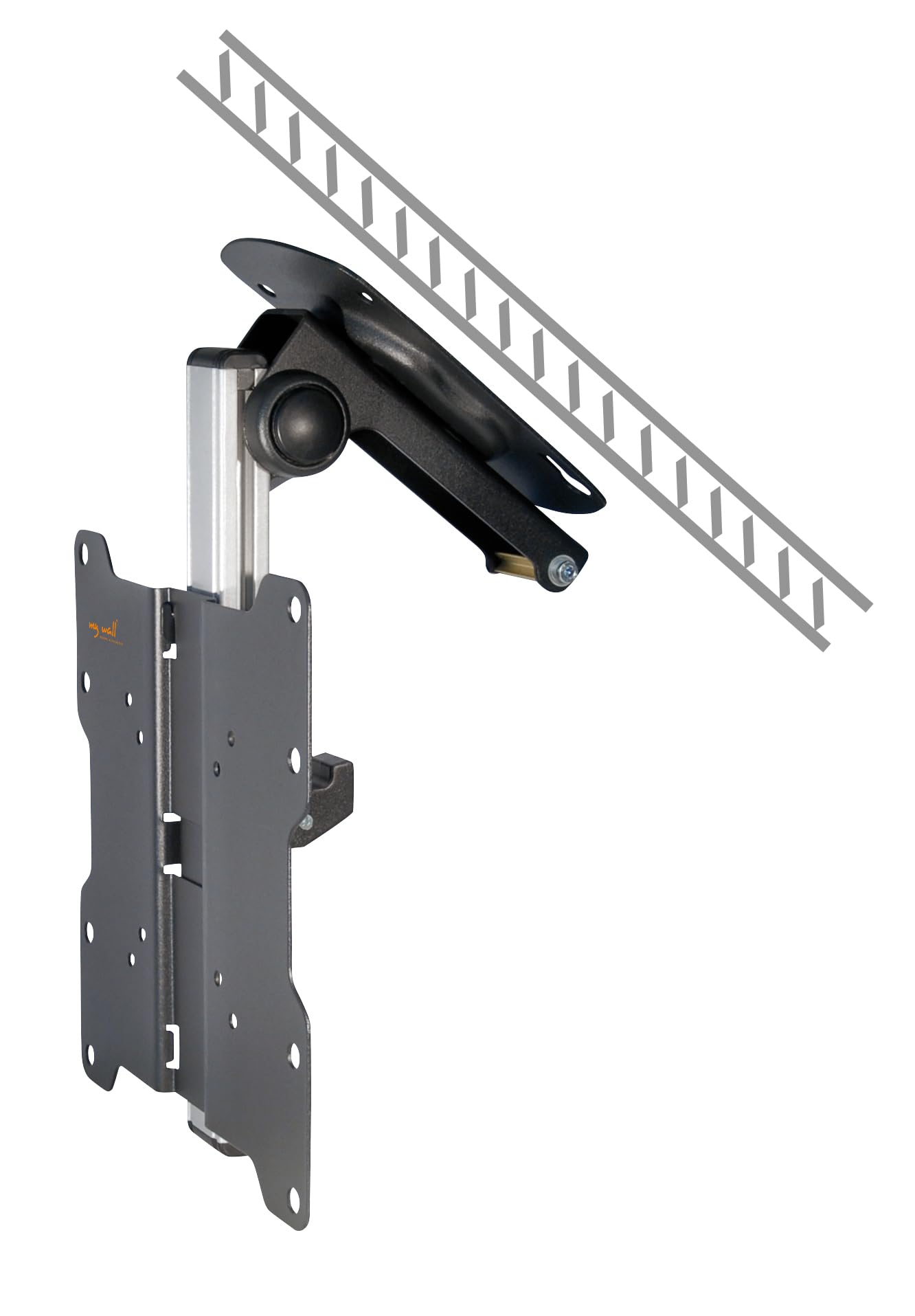mywall HL12L TV Wand-/-Deckenhalterung 43,2cm (17") - 94,0cm (37") zum Unterbau unter Hägeschränken Einbau in Wohnwagen Installation unter Schrägdecken Neigbar + Schwenkbar Tragkraft 20 kg