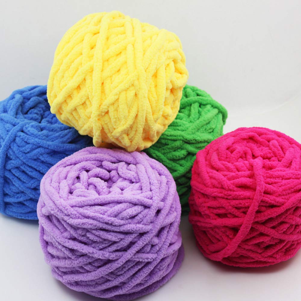 Czerwony miękki gruby dzianinowy koc szydełkowany dziergany ręcznie luzem Chenille Chunky 500g/1,1lb(Bright Red)