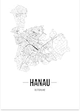 JUNIWORDS Stadtposter - Wähle Deine Stadt - Hanau - 60 x 90 cm Poster - Schrift B - Weiß