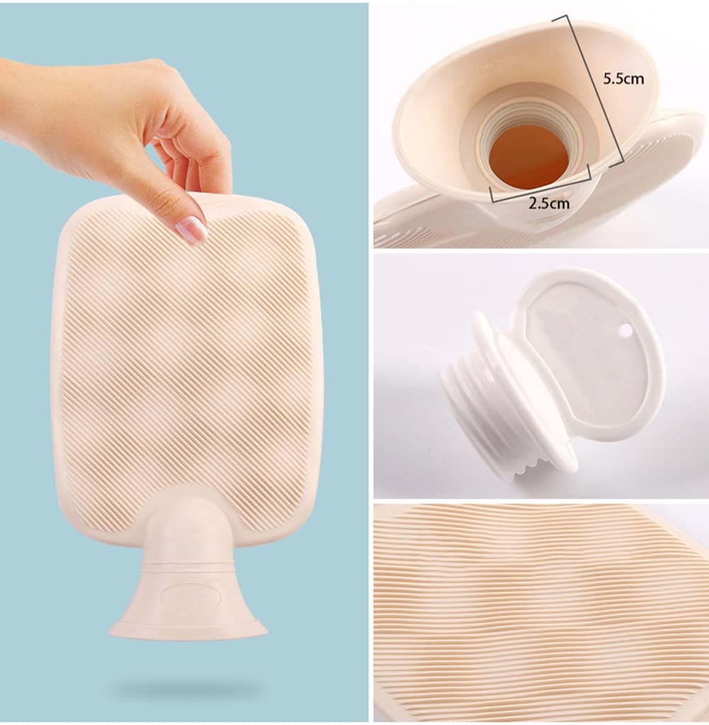 Termofor z miękką poszewką, 2 x 2000 ml, gumowy termofor z miękkim pluszem, ogrzewacz do dłoni, torba termiczna z PCW do łagodzenia bólu, wspaniały prezent dla kobiet, mężczyzn i dzieci, biały
