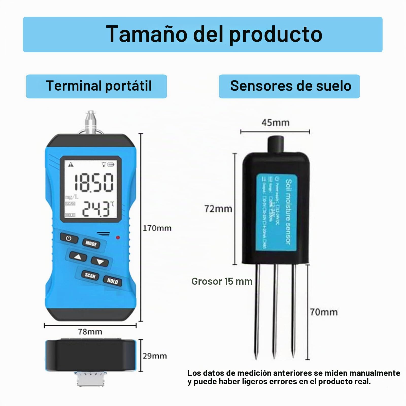 PixCy Medidor Digital De Suelo 7 En 1, Sensor De Alta Precisión Npk Ph EC Humedad Temperatura Humedad, Prueba De Fertilidad del Suelo con Pantalla LCD para Jardín, Granja E Invernadero.