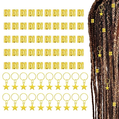 JINTANG 70 Juego de cintas para el pelo, cuerdas doradas, bandas para el pelo, anillos trenzados, pinzas para el pelo, 50 extensiones de cabello + 20 pentagramas, juegos de accesorios para el cabello