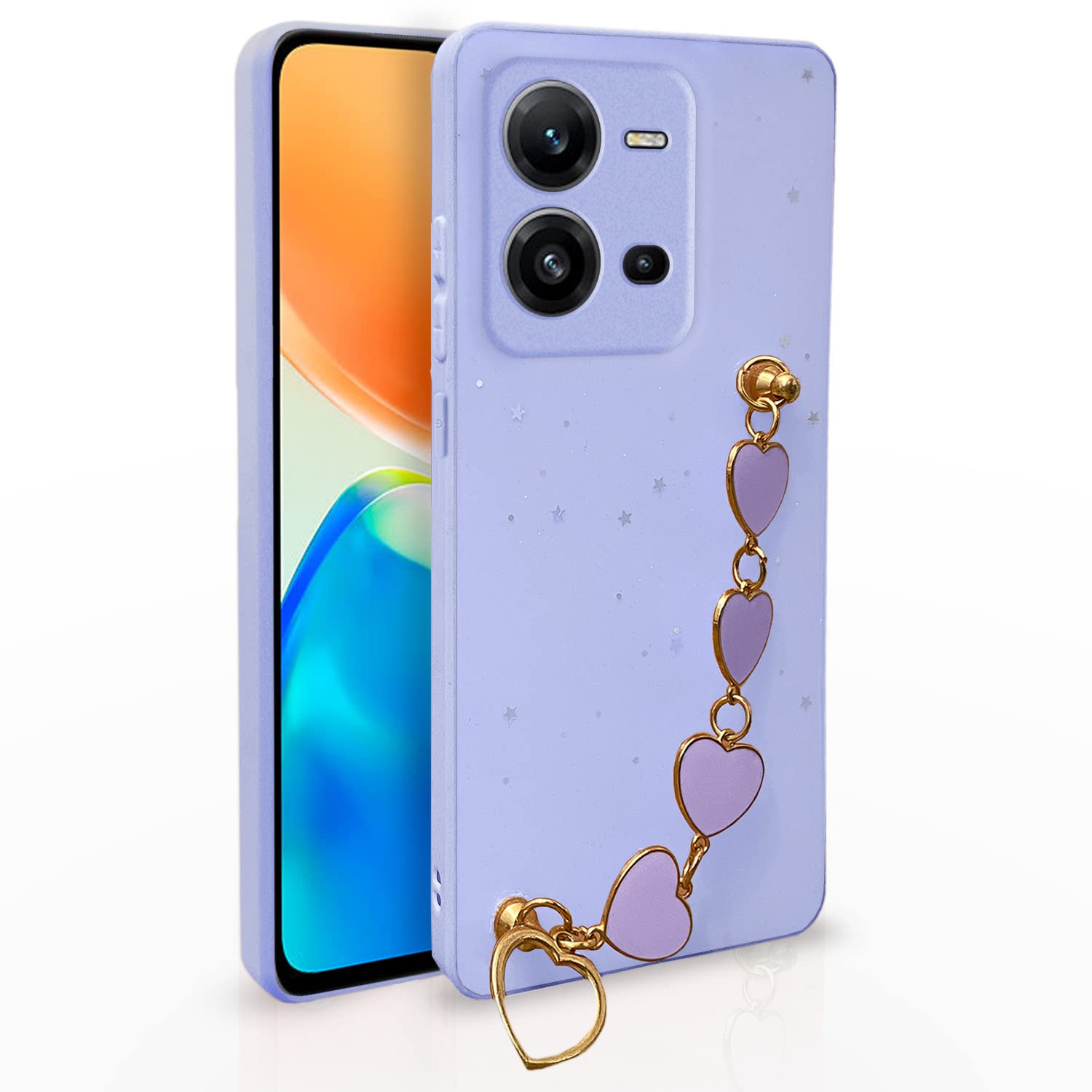 Pikkme Vivo V25 5G Back Cover for Girls | Heart Shaped Metal Chain Blocks | Sparkling Soft TPU | Case for Vivo V25 5G (Purple) (B0C2VNDFPK) Amazon Price History, Amazon Price Tracker