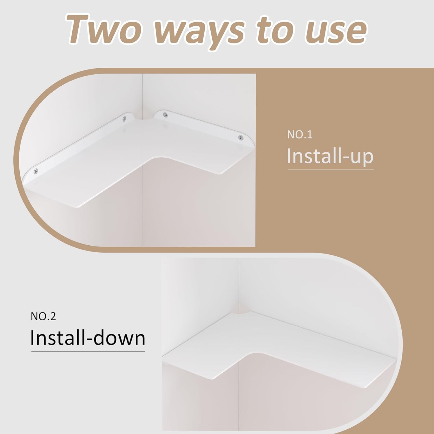 Sezanrpt 8x11.8 Inch Corner Shelf Wall Mount Set of 4, White Acrylic Corner Floating Shelves, Wall Organizer Shelf for Bathroom, Kitchen, Bedroom, Living Room, Dining Room, Office