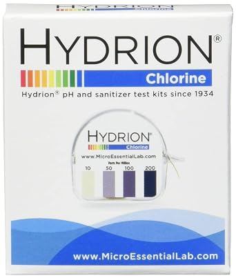 Micro Essential Lab CM240  10 -200 ppm Chlorine Test Paper 1 Box of 10 Packs
