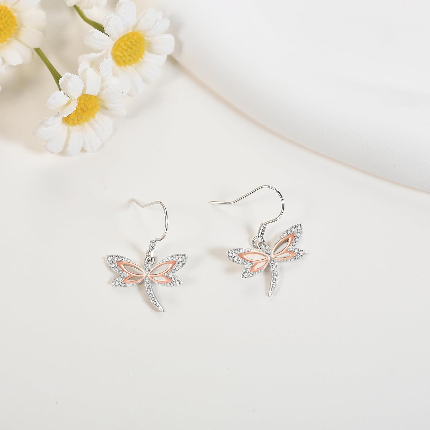 Dragonfly Earrings for Women Sterling Silver Dragonfly Dangle Earrings Animal Jewelry Christmas Gifts for Women - Image 3