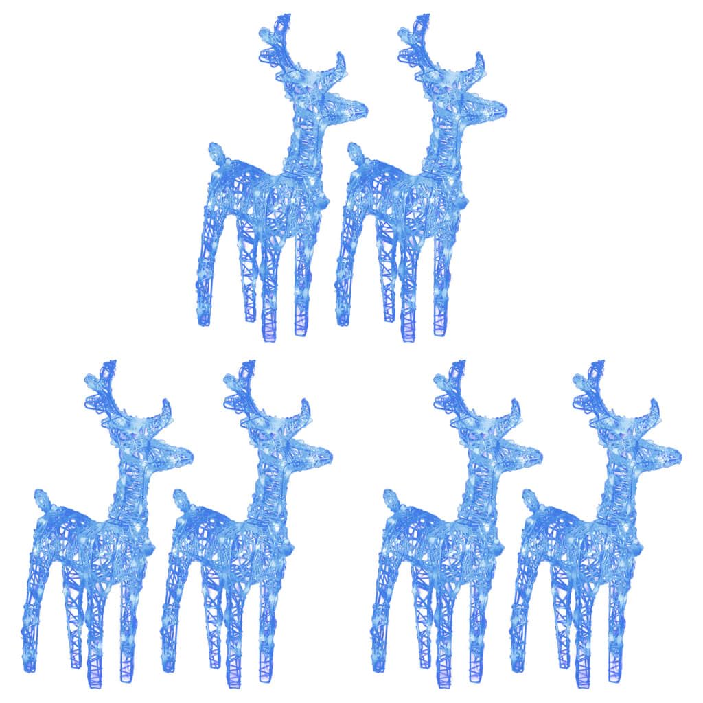 ACAGALA 240 figuras LED de reno iluminadas para exteriores, 6 unidades, acrílico azul, 8 modos, decoración navideña, figuras de alce para casa, patio, jardín, porche