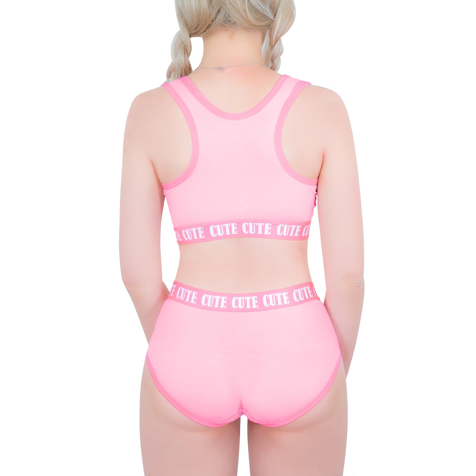 LittleForBig Unisex Baumwolle Camisole und Höschen Sport Loungewear Bralette Set – Sissy University Bralette Set
