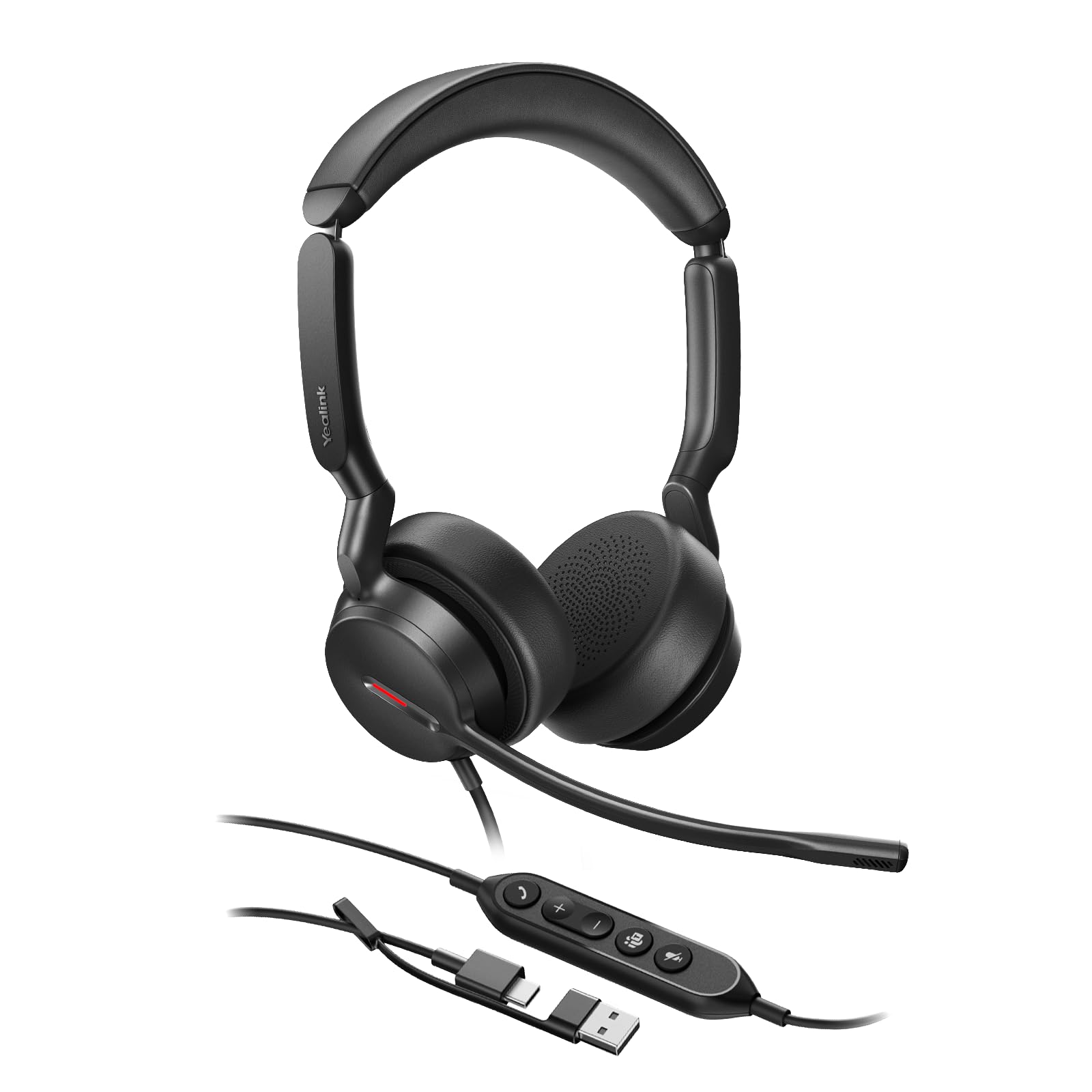 Yealink UH44 Wired USB Computer Headset with Mic, Dual Mics,Busy Light | Teams Certified & USB-C/A,Over-Ear Headphones for Work,PC Headset Compatibility,Office & Call Center Use,Busy Light