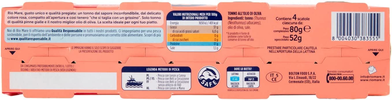 28 x Rio Mare Tonno all'olio di Oliva 4 x Mega pack de atún en aceite de oliva 7 x 80 g