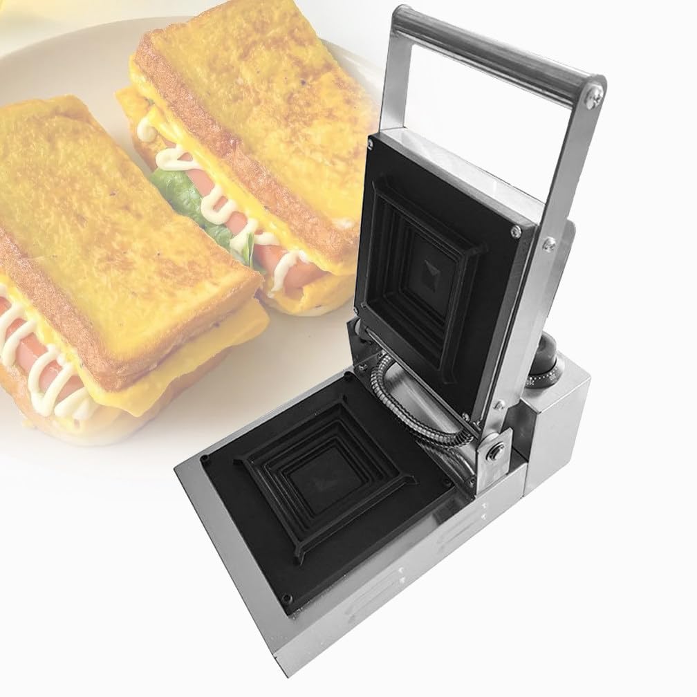 Elektryczny opiekacz do kanapek o mocy 900 W, z możliwością ustawienia temperatury, podwójny grill kanapkowy ze stali nierdzewnej, do steków z bekonu i hamburgerów