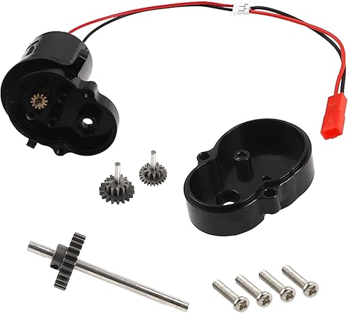 Miniatura 2 de Caja de cambios de aleación de aluminio Caja de engranajes y engranajes de acero con 370 motores compatibles con WPL D12 110 RC Car (negro)