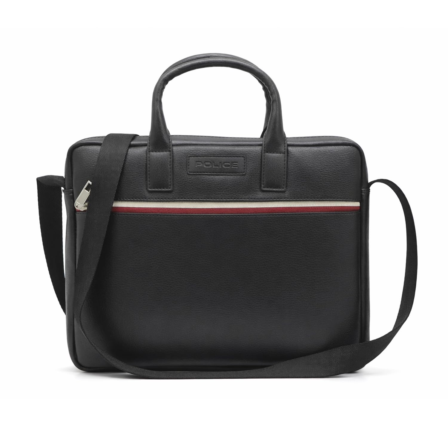 Police 14" Laptop Briefcase for Men | Padded Laptop Compartment | Front Utility Pocket | Spacious Main Compartment | Adjustable Shoulder Strap | Business & Travel Messenger Bag | Black-image-34