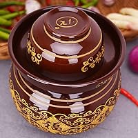 Vista 6 de Tarro de encurtido de cerámica con tapa hermética, recipiente de fermentación tradicional chino para kimchi, chucrut, encurtidos y verduras