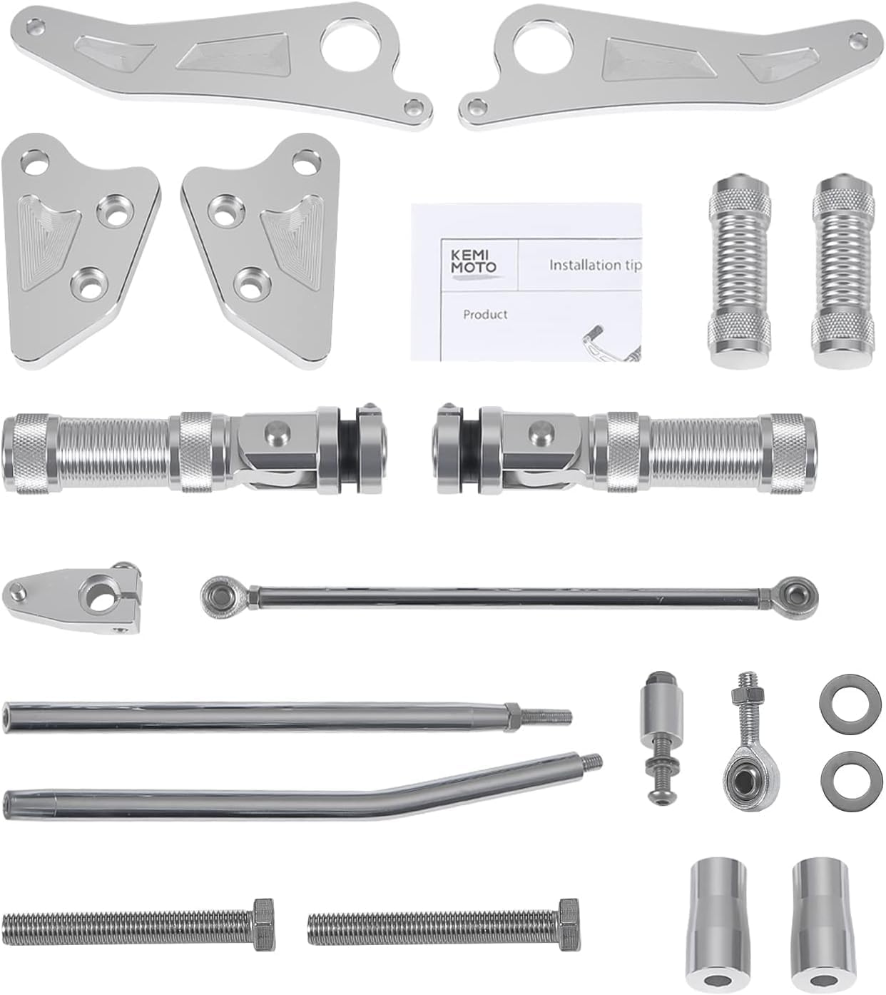 KEMIMOTO Forward Control Complete Kits, Pegs Levers Linkage Compatiable with 2006-2014 2015 2016 2017 Dyna, Silver