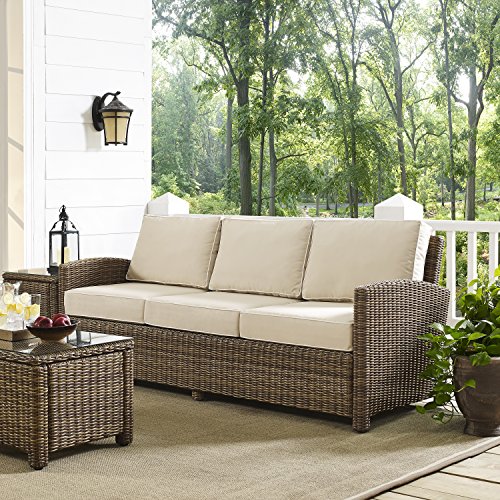 Crosley Furniture Bradenton Outdoor Wicker Patio Sofa With Cushions - Sand #TOP1