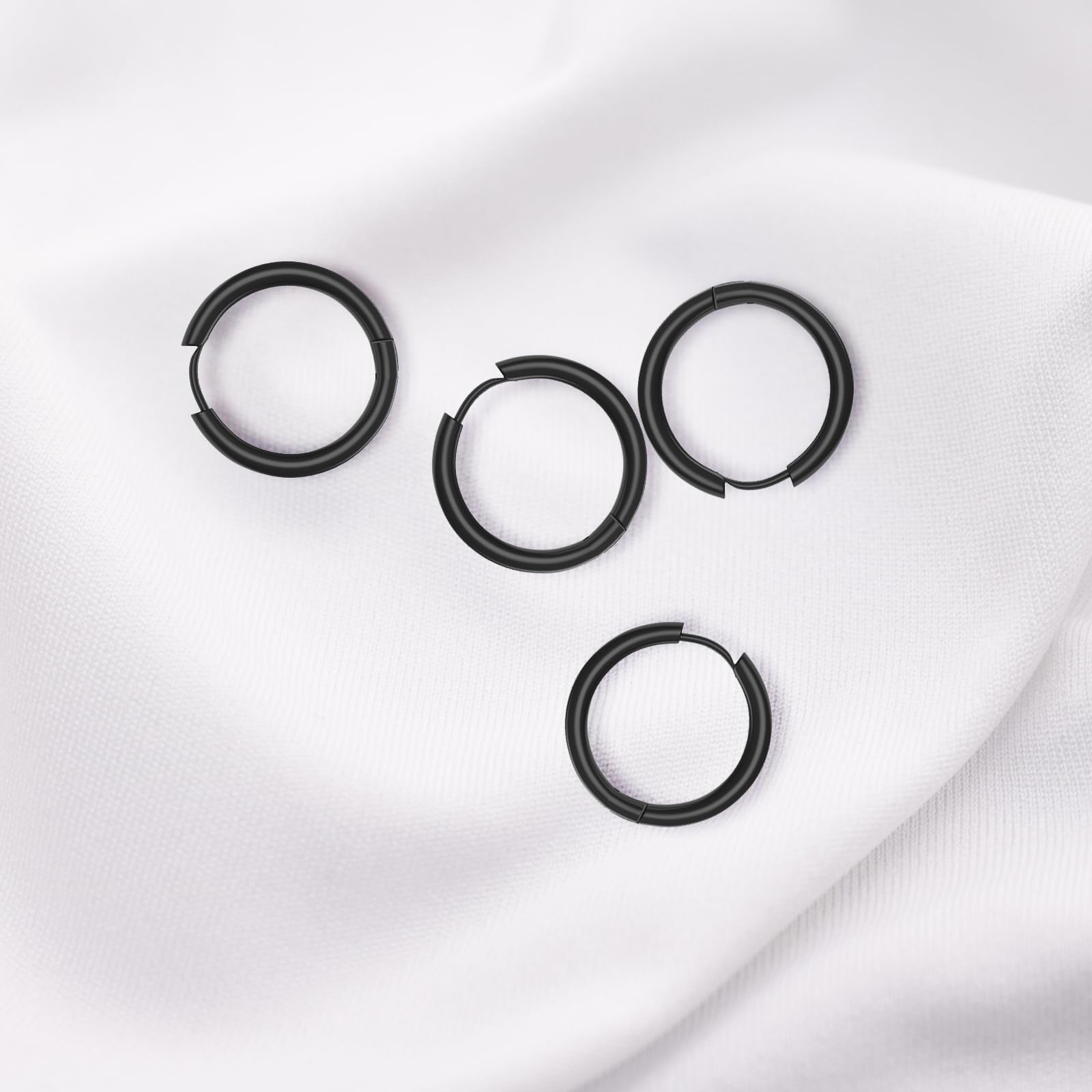 6 Paia Orecchini Acciaio Inossidabile di Orecchini Cerchio Piccoli per Uomini e Donne Ipoallergenici Set di Orecchini 8-18 mm (Nero)