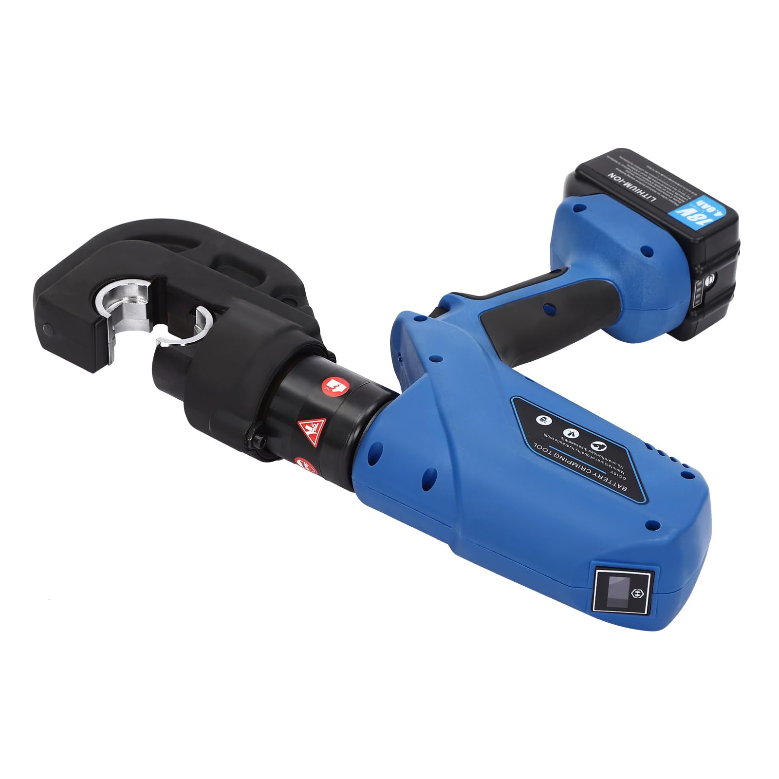Crimpadora hidráulica eléctrica de 18 V, batería de 120 KN, recargable, con 12 matrices, 16-400 mm², juego de alicates alimentados por batería, herramienta de crimpado para terminales de cable Cu/Al