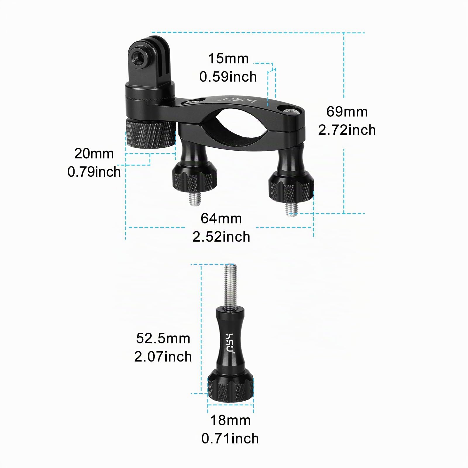 HSU Soporte de Manillar para GoPro, 360 ° Rotación de Monturas de Cámarad de Acción la Motocicleta y Bicicleta Accesorios (Negro)