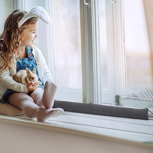 Miniatura 4 de Tope para puerta con peso de 32 pulgadas, bloqueador de aire frío y ruido debajo de la puerta, resistente a prueba de sonido, serpiente para parte