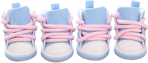 Shlutesoy - Zapatos para mascotas, botas de perro, protección de patas de perro, 4 unidades, antideslizantes, con cordones transpirables, para