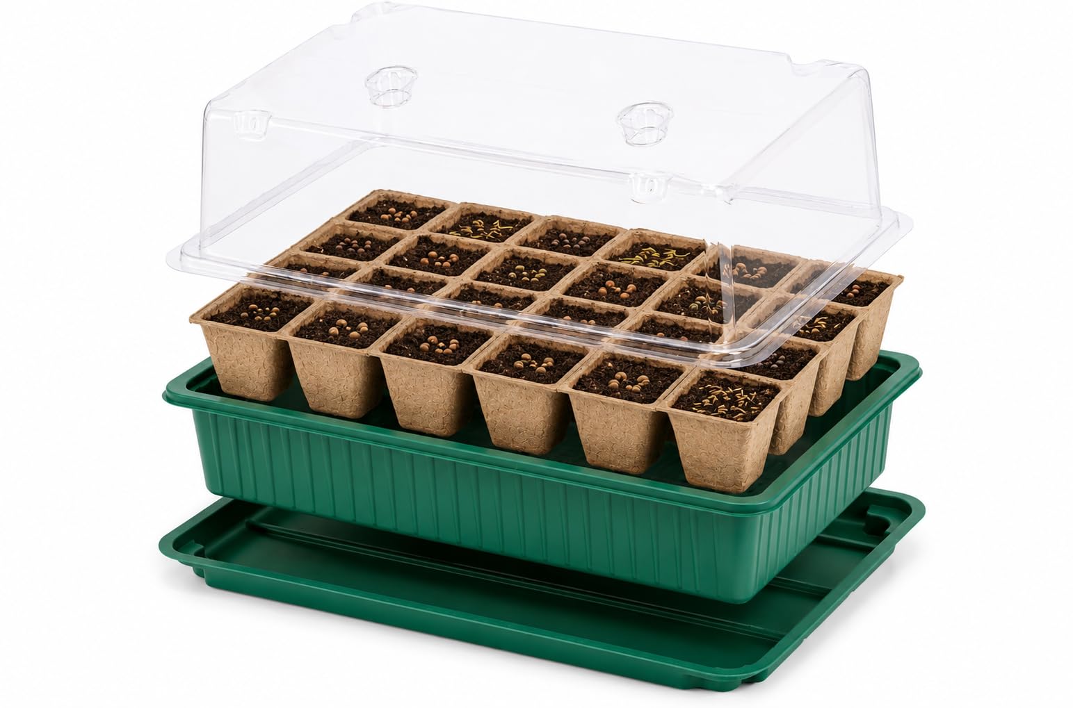 Muddy Hands Seed Tray Propagator Set with Humidity Dome Lid & Drip Tray – Indoor Greenhouse Seed Starter Kit for Growing Herbs, Flowers, Vegetables & Seedlings