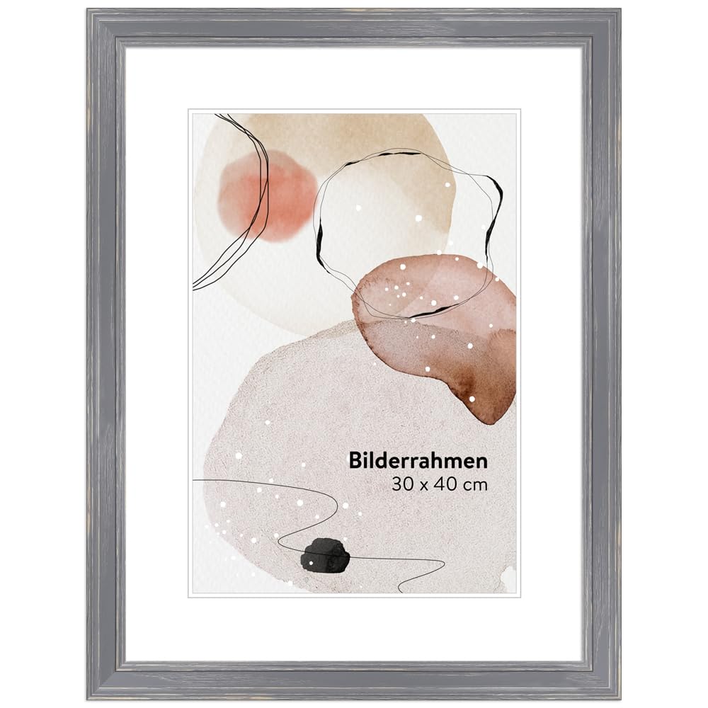 WANDStyle Bilderrahmen 30x60 Grau, rustikaler Bilderrahmen Holz 30x60 cm | Hochwertiger Holzbilderrahmen, Posterrahmen zum Aufhängen, Rahmen 60x30 cm, Fotorahmen H470 - Made in Germany