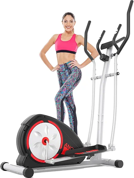 ANCHEER Elliptical Exercise Machine, Ultra-Silent Magnetic Elliptical Training Machines for Home Gym with Pulse Rate Grips, LCD Monitor, Max Capacity 380Lbs