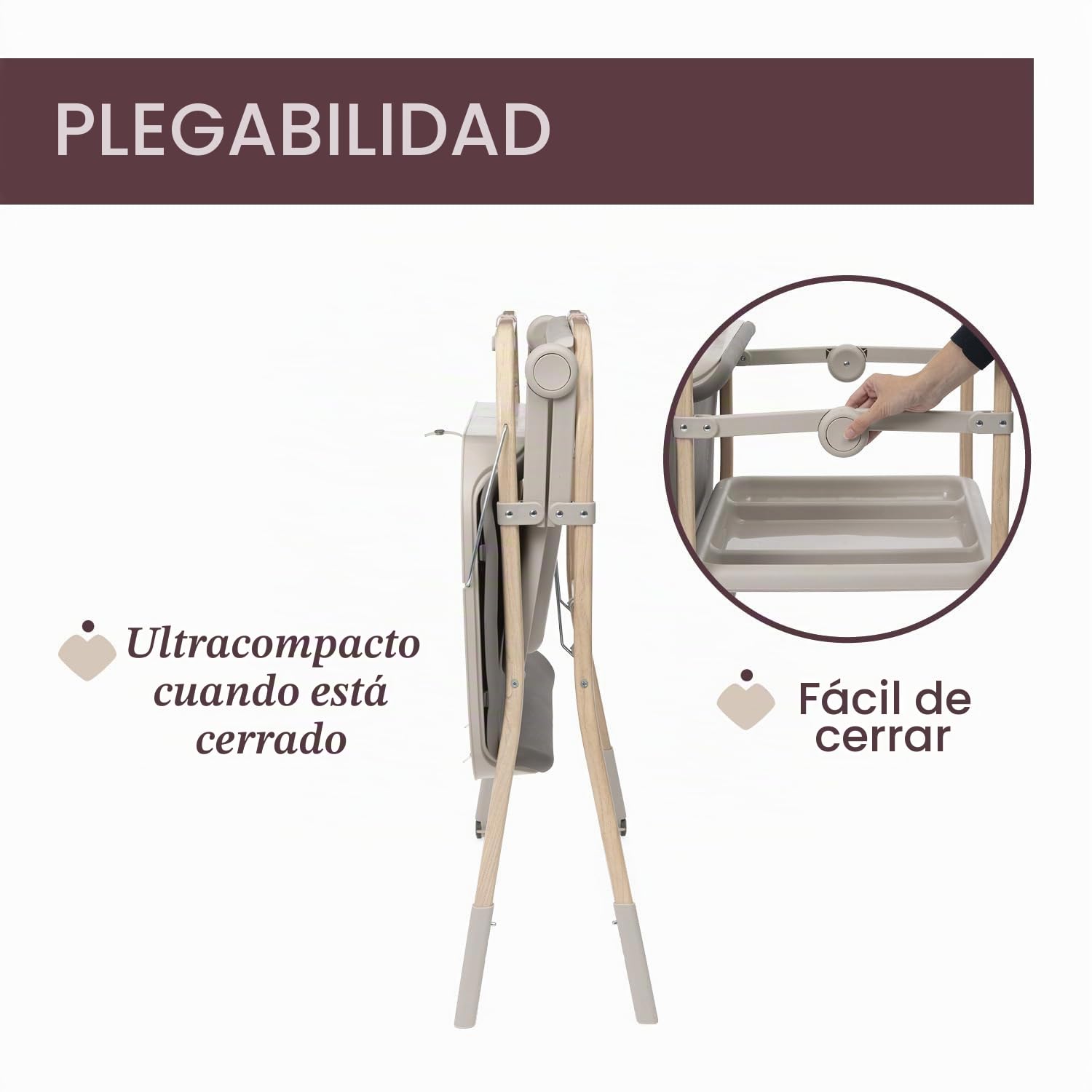 Chicco Cambiador Plegable Soft Bubble Armonía, Cambiador para Bebé con Bañera Integrada, Cubeta Extraíble 4en1, Estructura Ahorraespacio con Ruedas, Altura Regulable, Patas con Efecto Madera