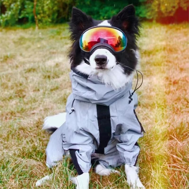 Hunderegenmantel Taktische Reflektierende Ladung Hundekleidung Mittelgroßer Großer Hund Wasserdichter Mantel Outdoor-Regenmantel Heimtierbedarf,Silber,XXL
