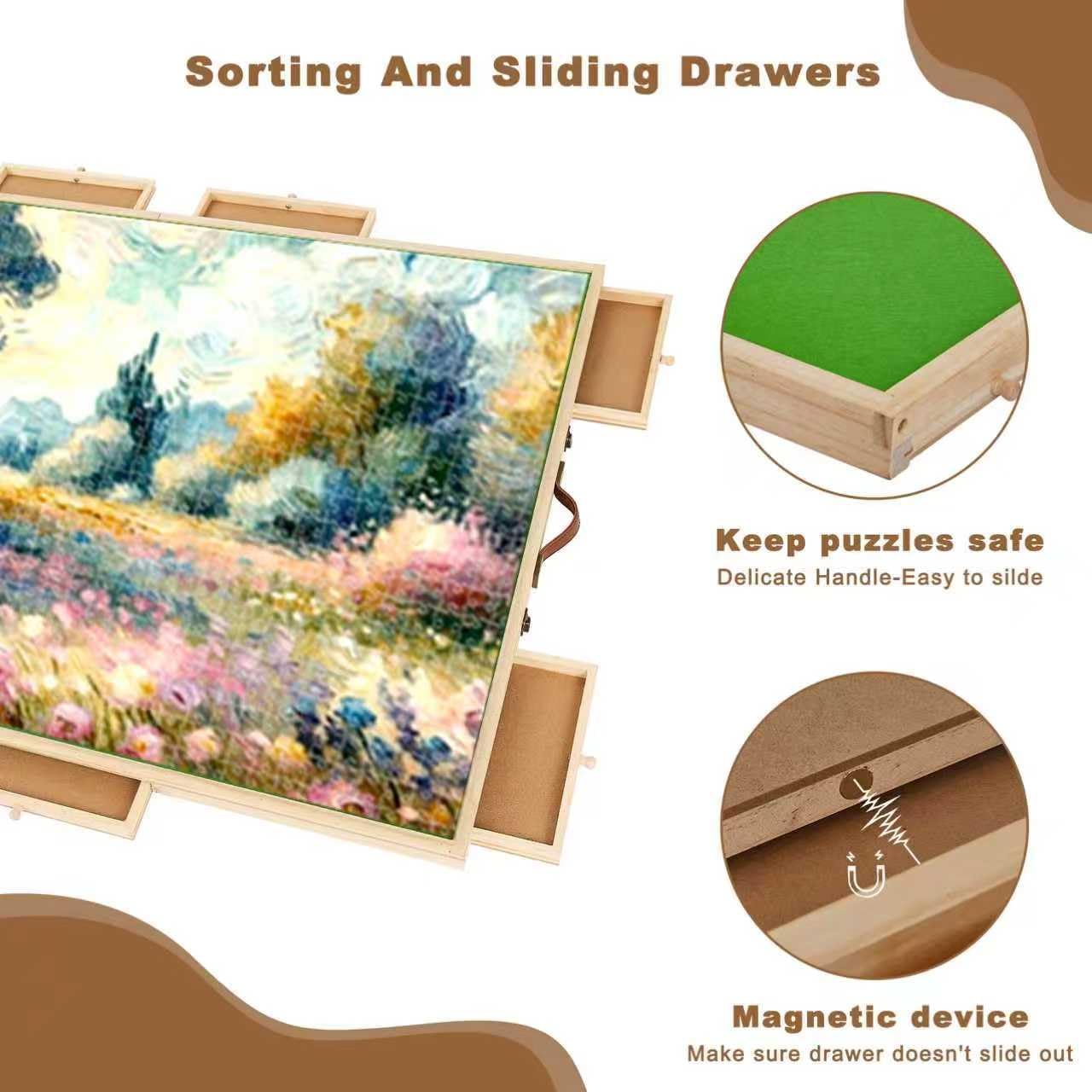 3000 Pcs Ertra Large Foldable Puzzle Board with 8 Storage Drawers & Cover - Jigsaw Puzzles Table, Lightweight & Wooden Portable Puzzle Boards, Jig Saw Tray, Perfect for Adults Gifts