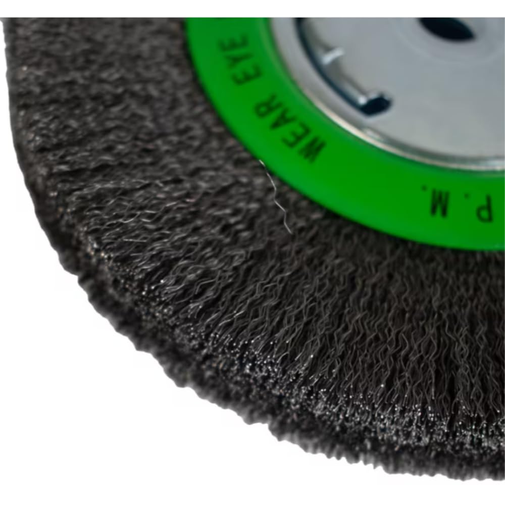 Forney 72751 6-Inch Wire Bench Wheel Brush | Features narrow face fine crimped wire with 1/2-inch and 5/8-inch arbors. Ideal for surface prep and rust removal.