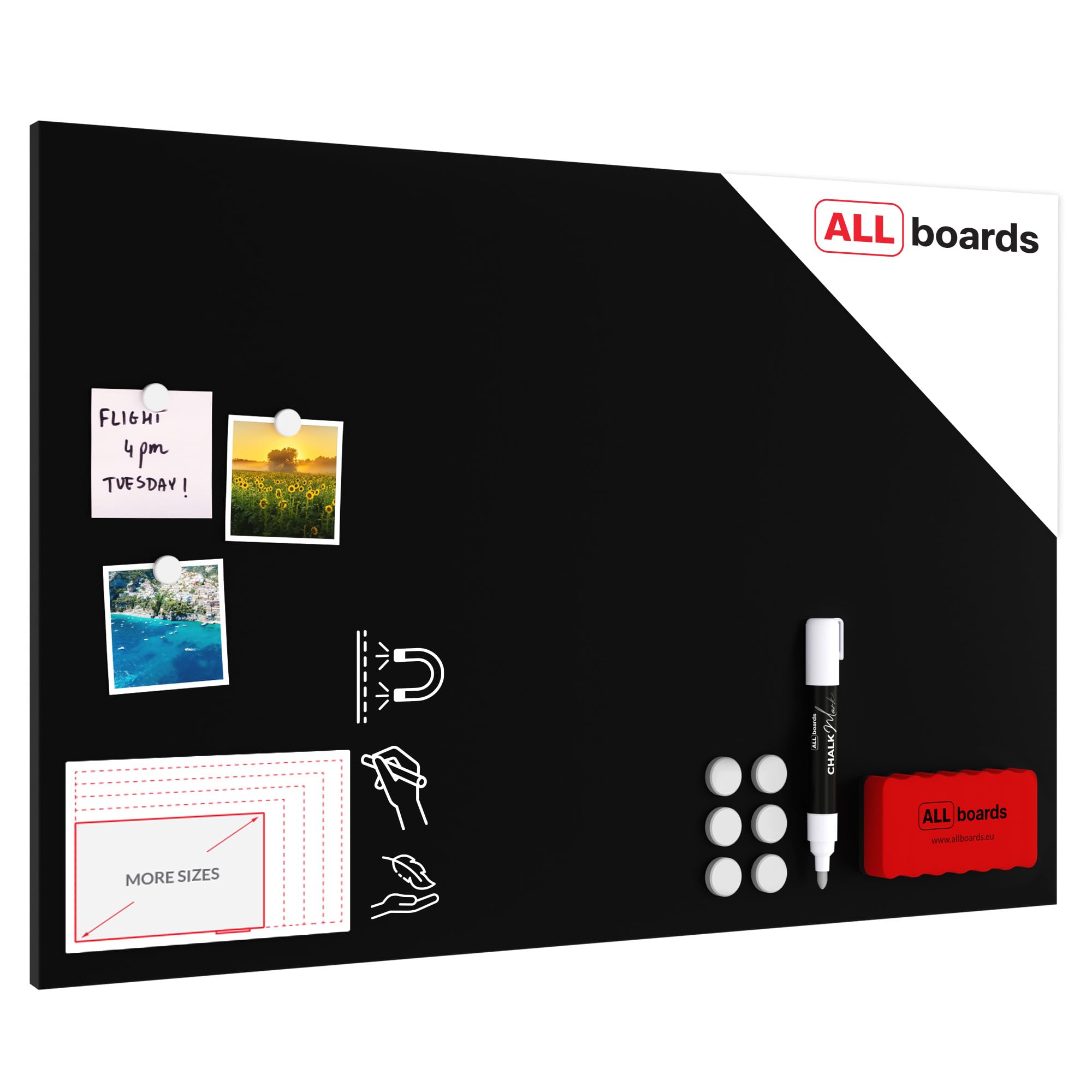 Magnetic Boards MetalBoard Chalkboard Chalk Black 90x60cm a Magnetic Metal Poster with an Imprint for All Types of Magnets, Wall Mounted Durable 3D Printed + a Set of Accessories Included — image 1