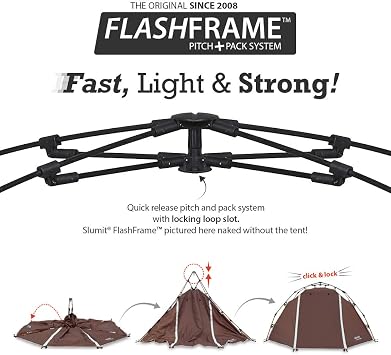 Slumit GOBI 3 Instant Tent 3 Man Waterproof Double Layer FlashFrame Quick Pitch Tent and Pack System with Porch and Windows