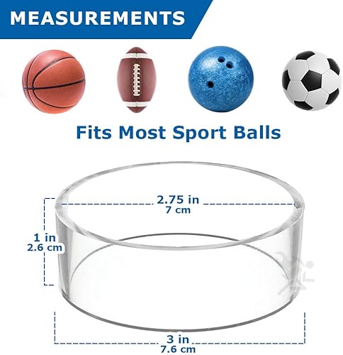 Miniatura 4 de OnFireGuy 6pcs Acrylic Sports Ball Display Stands  Clear Storage Display for Basketball, Football, Volleyball, Bowling, Soccer Ball  3" W x 1" H