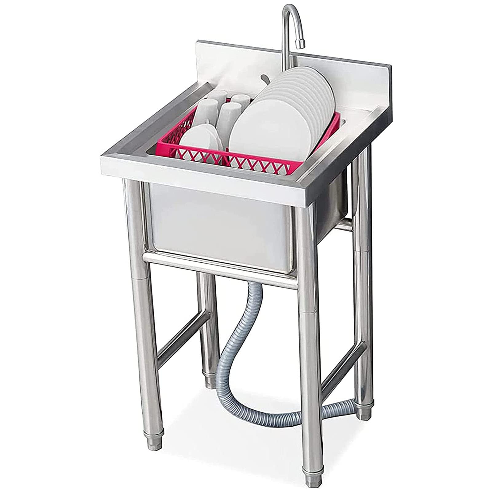 Bac intérieur simple en acier inoxydable 304 pour cuisine buanderie ou garage 60cm