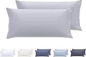 Todocama – Juego de 2 Fundas de Almohada, Microfibra Extra Suave, hipoalergénicas. Juego de 2-75x40 cm Gris Claro