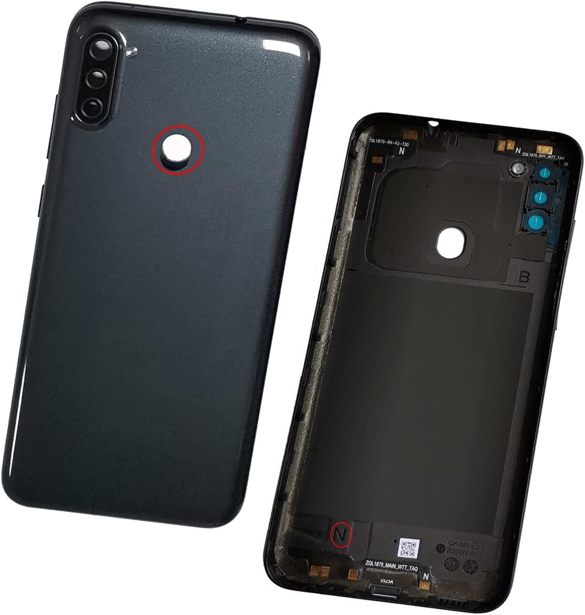 NC A115u Battery Rear Back Cover Housing Panel Replacement for Galaxy A11 A115u with Camera Glass Lens+Frame Tape (USA Version) (Black)