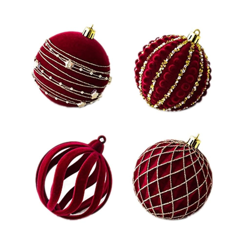 CTRLZS Christmas Balls Ornaments Wine Red Flocking Christmas Tree Decoration New Year Christmas Spheres D