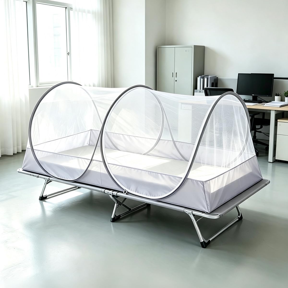 Akiky Moustiquaire pop-up pour lit, tente pliable pour lit d'adulte, lit de bébé, camping, voyage (gris)