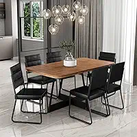 Conjunto Sala de Jantar 6 Cadeiras Charlotte Carraro Nogal (Preto)