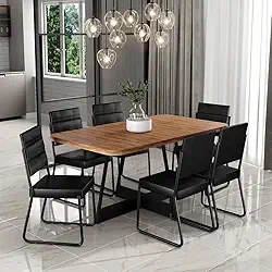 Conjunto Sala de Jantar 6 Cadeiras Charlotte Carraro Nogal (Preto)